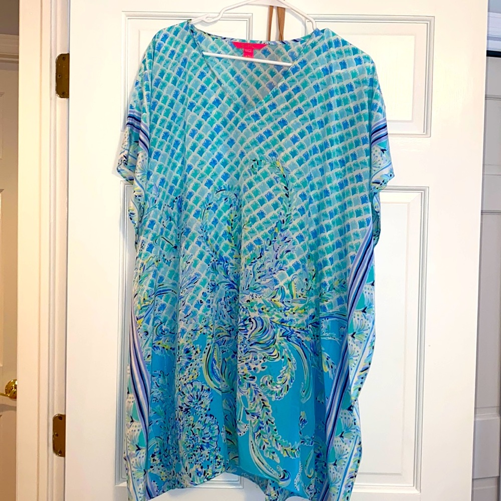 XS Silk flowy dress or coverup with nude slip underneath - NEW without tags